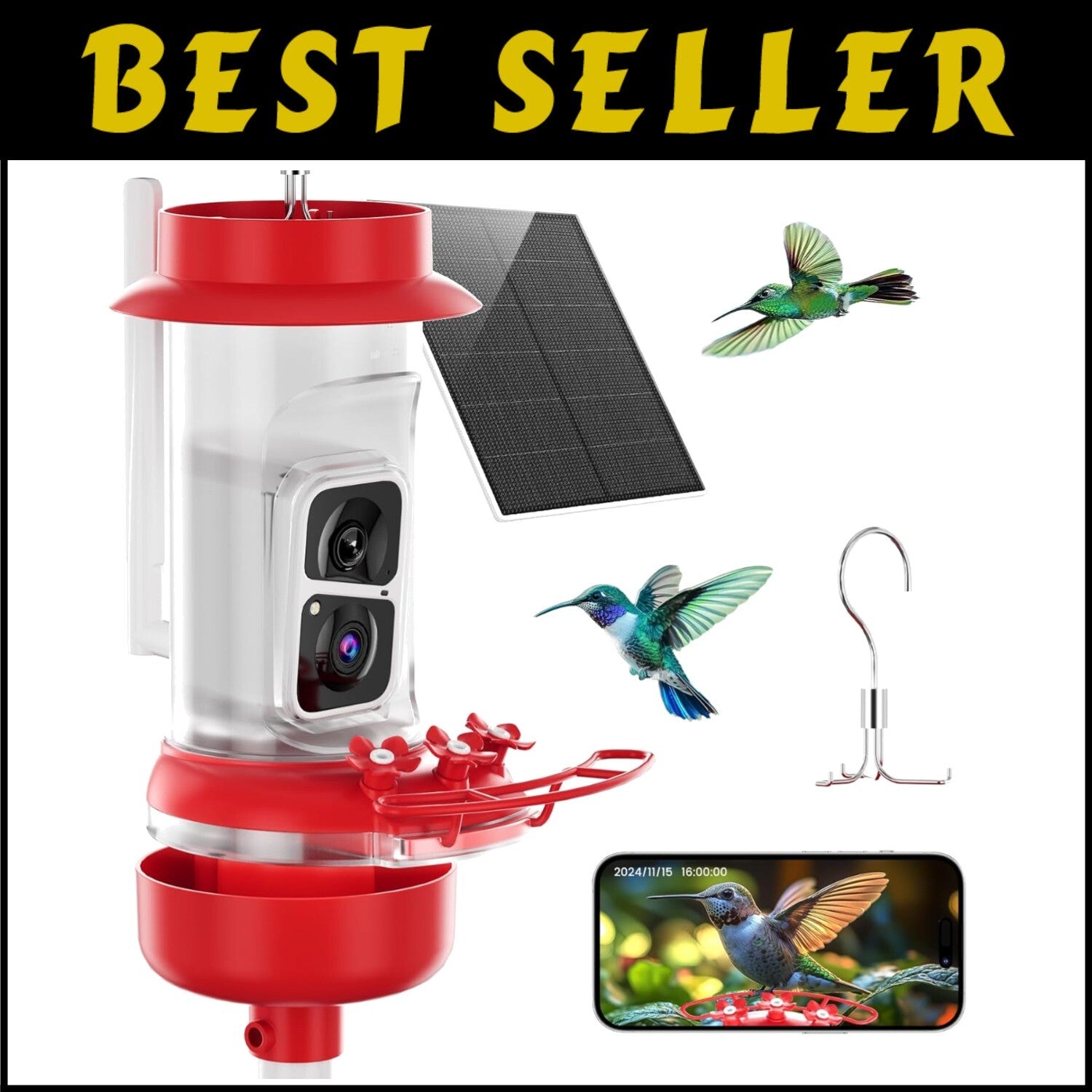 Bird Watching Camera Feeder with AI Species ID, Solar Power & Easy Clean Design