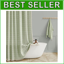 Load image into Gallery viewer, Heavy Duty 72x84-Inch Shower Curtain Set with Boho Tassels and Hooks Included