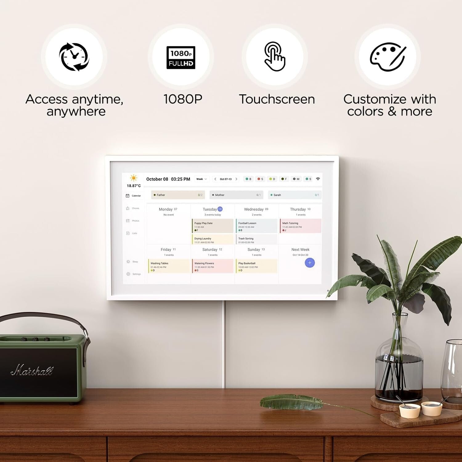 Multi-Functional 15.6'' Smart Family Calendar & Meal Planner with Remote Access