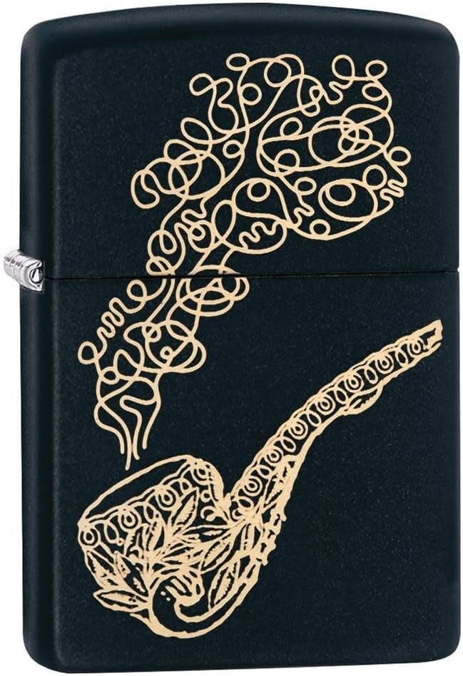 Elegant Brass Pocket Lighter with Black Matte Finish - Perfect for Pipe Lovers