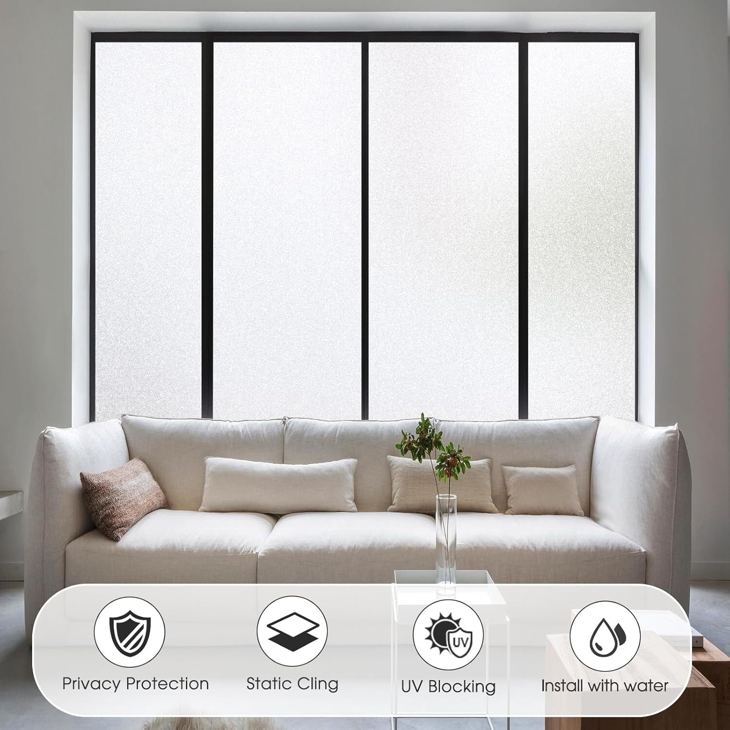 45.2x314.9 Inch Window Tint - Privacy Frosting Film with Heat Control & UV Block