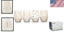 Load image into Gallery viewer, Luxurious Gold Etched Stemless Wine Glasses, Set of 4 - Perfect for Gatherings