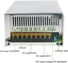 Load image into Gallery viewer, Efficient 24V 25A Adapter with Built-in Cooling Fan - LED &amp; Electronics Power