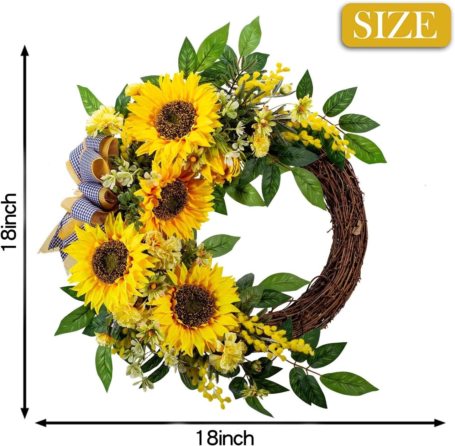 Charming 18' Sunflower Wreath Perfect for Valentine's and Mother's Day Gifts