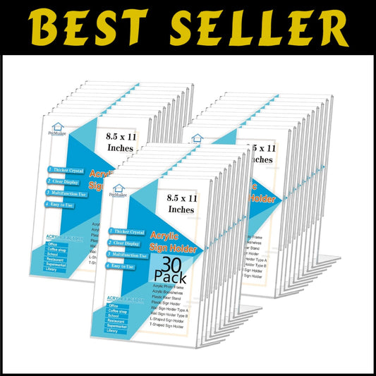 30 Pcs Slant Back Acrylic Sign Holder 8.5x11 - Durable Tabletop Display Stand