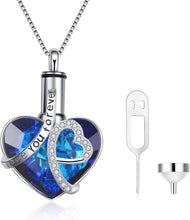 Load image into Gallery viewer, Handcrafted Ashes Necklace in Sterling Silver - Heart of Ocean Crystal Design