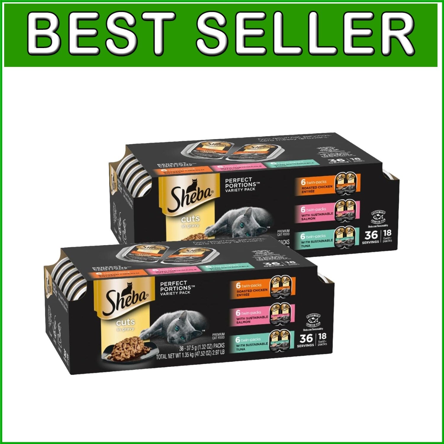 Sustainable Cat Food: Perfect Portions Cuts in Gravy Variety Pack for Adults