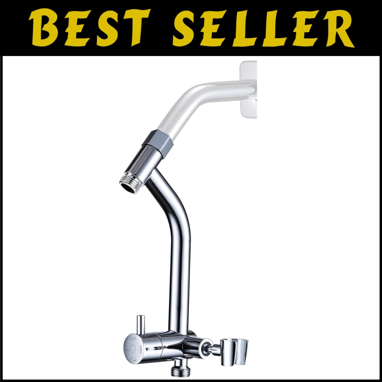 Premium All-Metal Shower Diverter with Low Holder - 4-Setting Universal Chrome