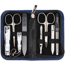 Load image into Gallery viewer, Professional 8-Piece Grooming Kit with Synthetic Leather Case - Blue Elegance