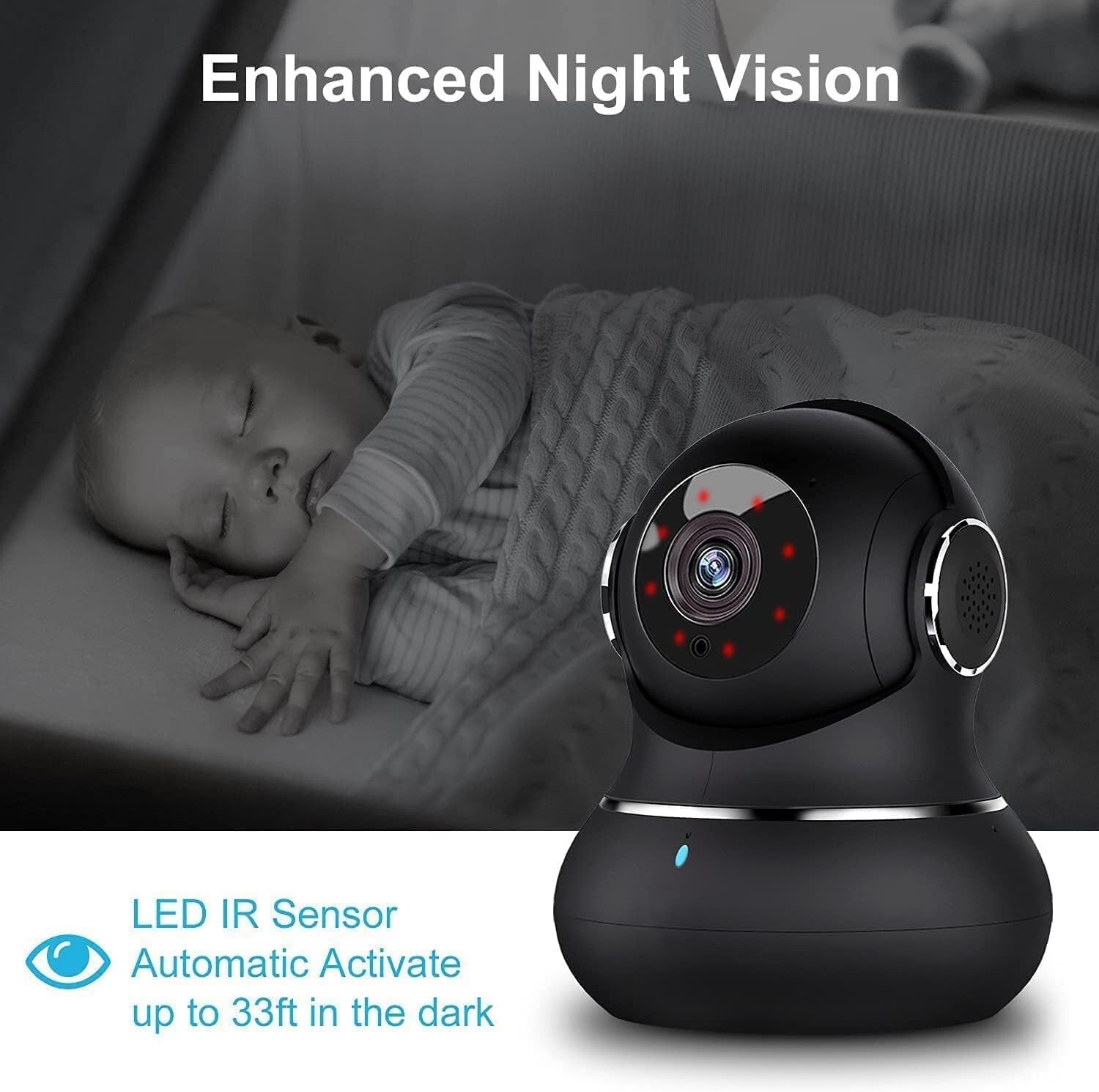 Wi-Fi Enabled 2K Indoor Camera - Pet & Baby Monitor with Night Vision - 2 Pack