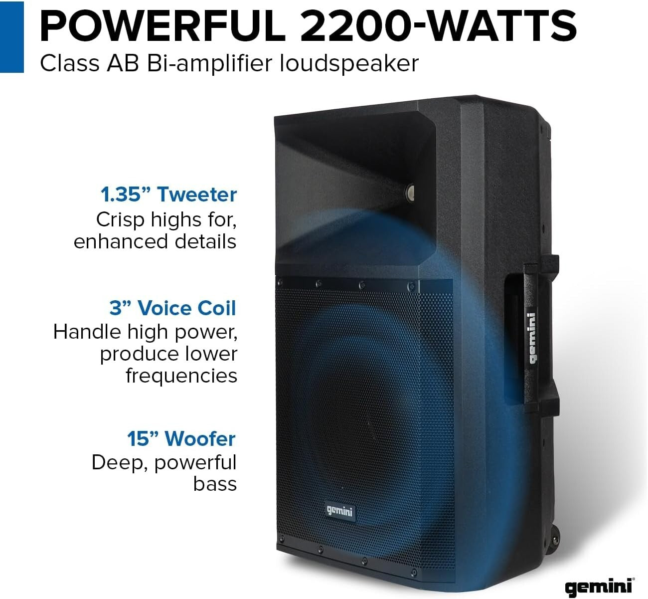 Active 2200W Bluetooth Speaker with Wall Mount Capability - for DJs & Gatherings