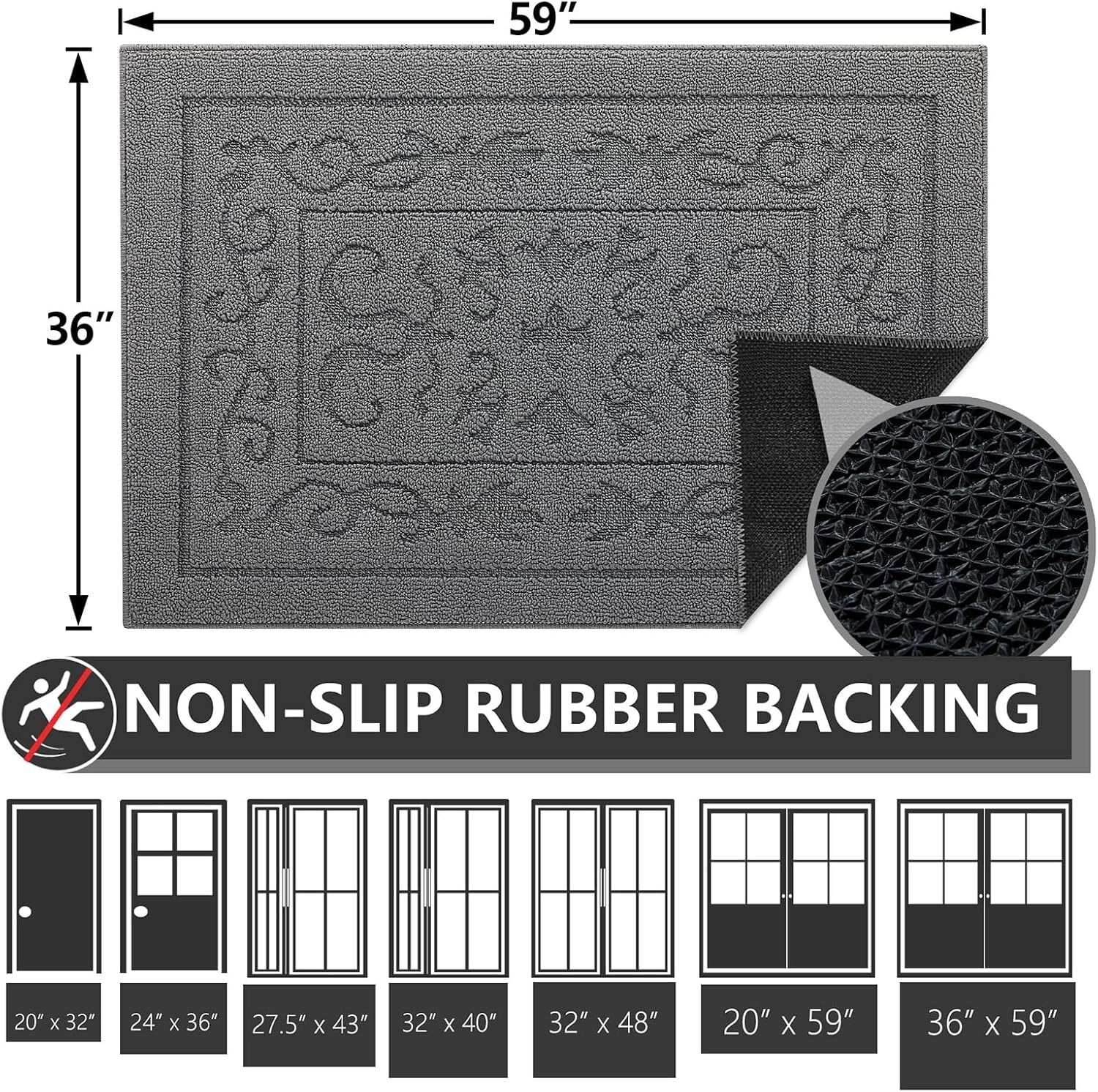 Durable Low-Profile Indoor Doormat 5' x 3' - Absorbent & Stain Resistant