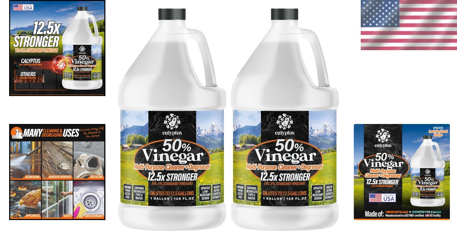 50% Pure Concentrated Vinegar - 12.5X Power Home & Outdoor Cleaning Solution
