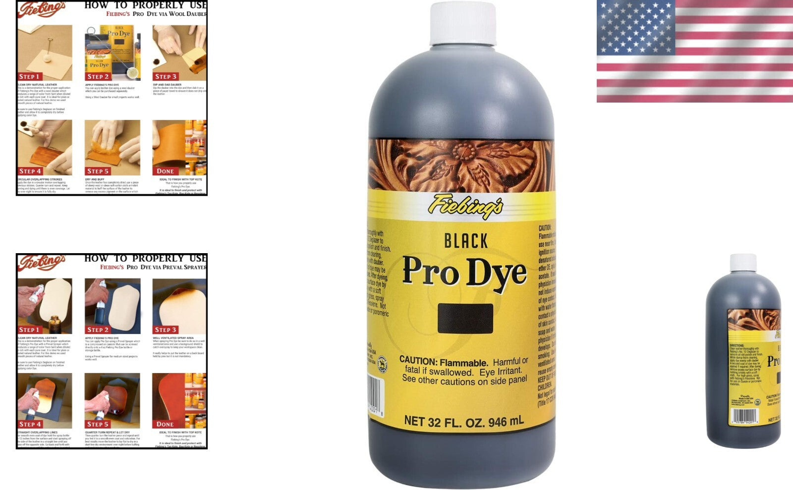 Black 32oz Pro Dye - Versatile Leather and Wood Stain for Professional Use