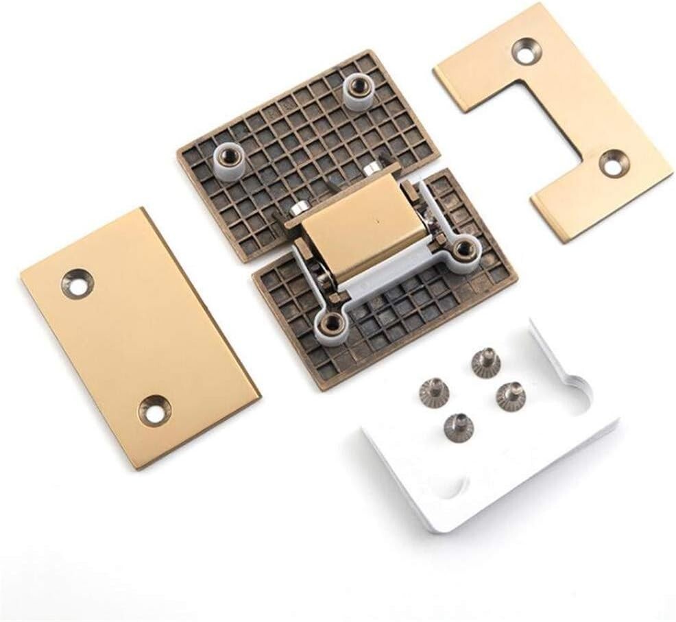 Heavy-Duty 180 Degree Brushed Gold Glass Door Hinges - 2 Pack, 120 lbs Capacity