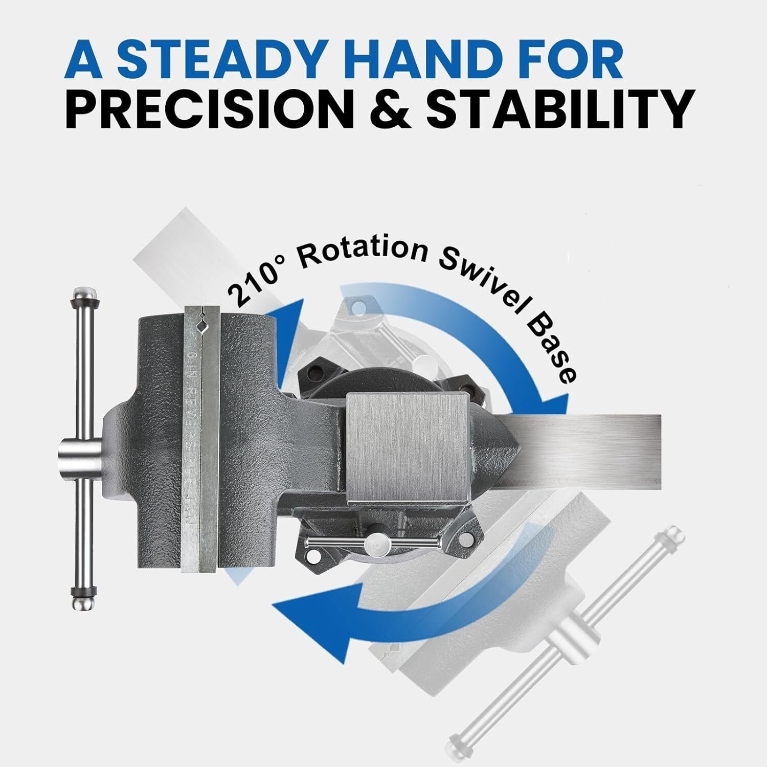 Sturdy 6.5 Inch Ductile Iron Bench Vise - 210° Swivel Base for Precision Work