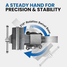 Load image into Gallery viewer, Sturdy 6.5 Inch Ductile Iron Bench Vise - 210° Swivel Base for Precision Work