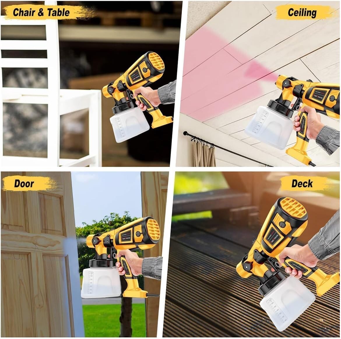 1000W High Power Electric Spray Gun - Easy Clean Paint Sprayer and Accessories