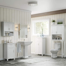 Load image into Gallery viewer, Stylish Wall Mount Storage Cabinet with Open Shelf for Toiletries - White Finish