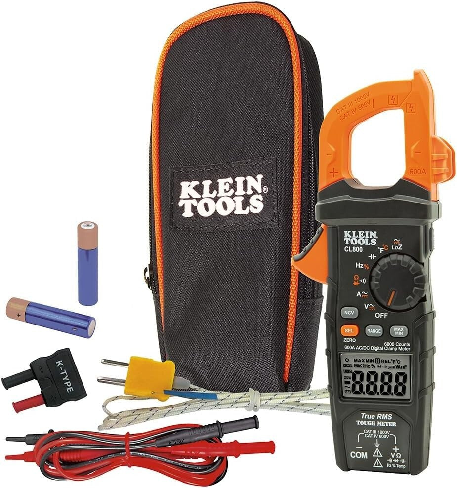 Heavy-Duty Digital Clamp Meter with Integrated Worklight & Test Leads Included