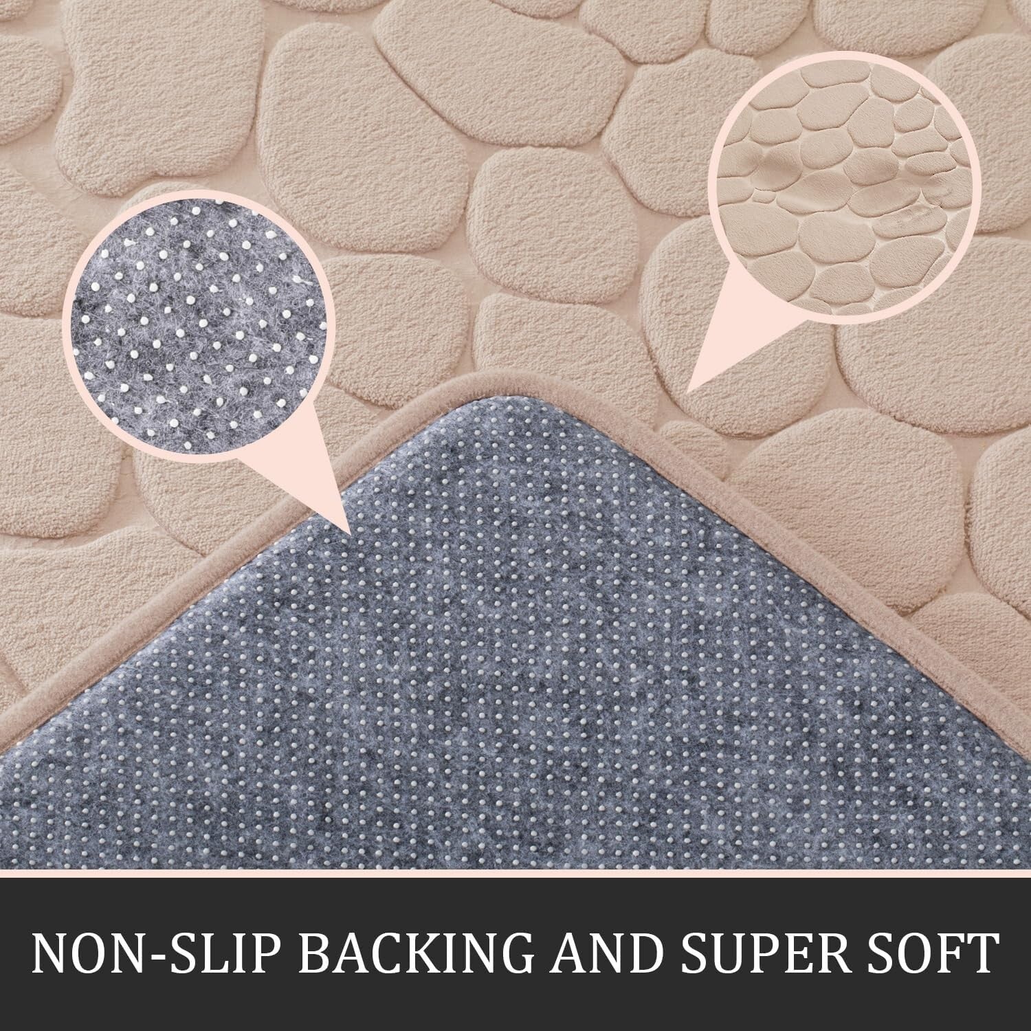 Luxurious Water-Absorbent Bath Rug Set - 5-Piece Memory Foam Khaki Collection