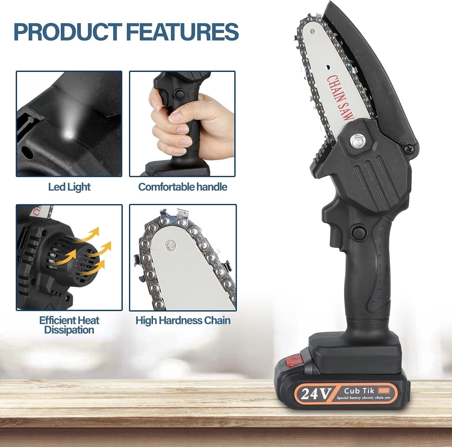 Lightweight 1.54 Lb Electric Chainsaw with Dual Batteries for Easy Pruning