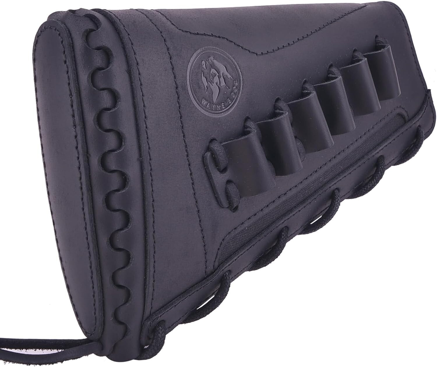 Buffalo Hide Leather Rifle Buttstock Cover - Drawstring Closure & Storage Pocket