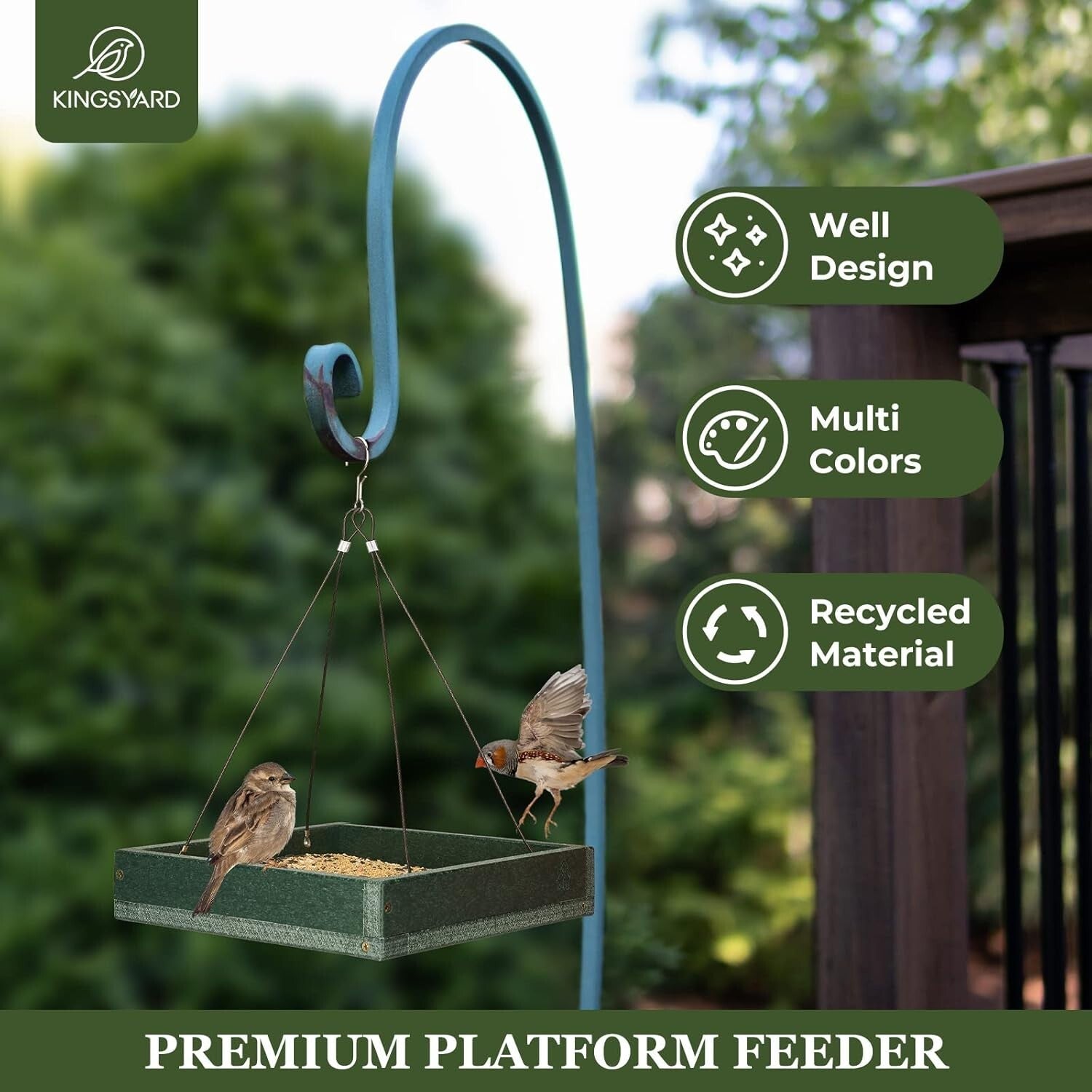 2 Pack Weatherproof Bird Feeder Tray - Durable Recycled Plastic, 3.5 lbs Capa...