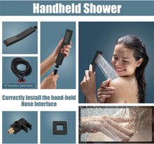 Load image into Gallery viewer, Elegant Matte Black Rain Shower Set with Handheld Spray – Premium High Pressure