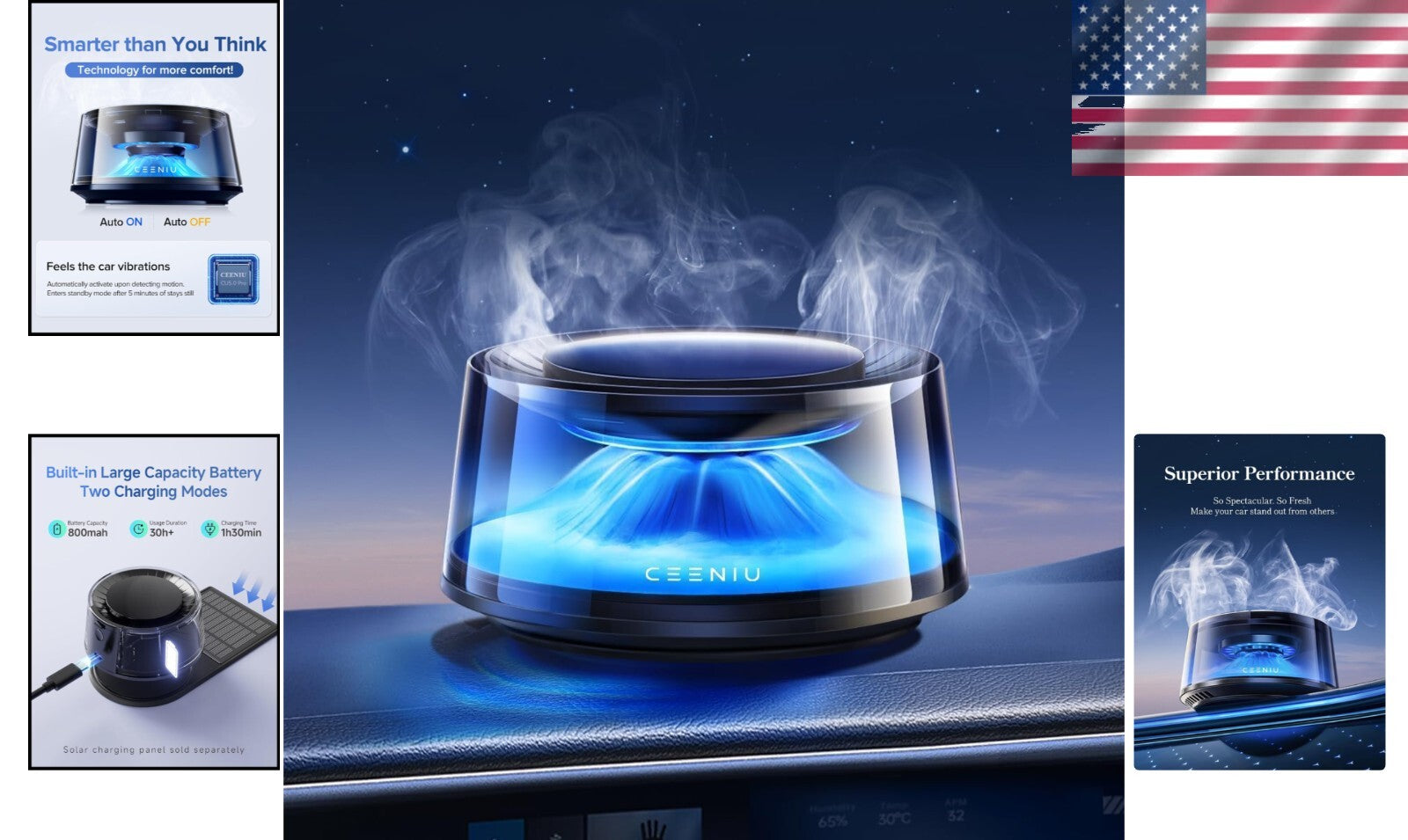 Adjustable Intensity Car Air Fresheners Diffuser - New Car Scent, 4 Months Fresh