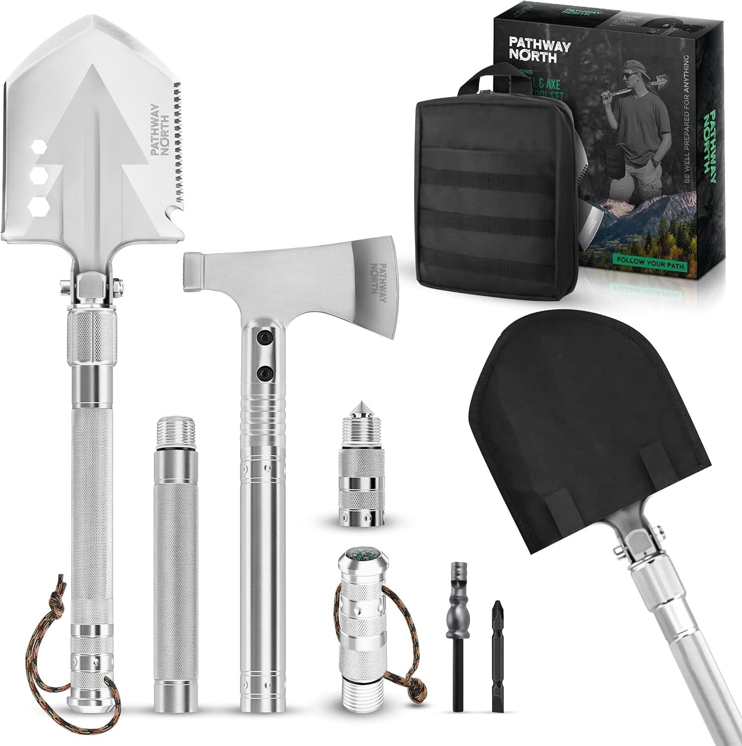 Ergonomic Stainless Steel Camping Axe and Foldable Shovel - Ultimate Outdoor Kit