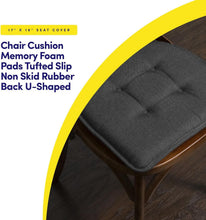 Load image into Gallery viewer, Non-Skid 6 Pack Charcoal Gray Memory Foam Chair Pads - Stylish Tufted Design