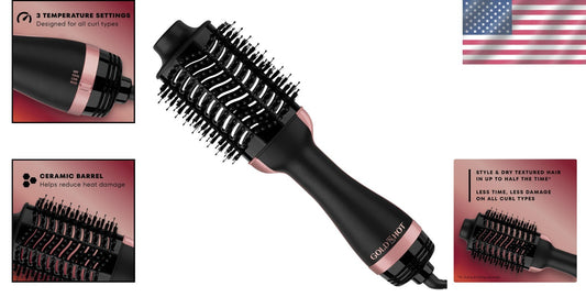 Unique Oval Hair Dryer & Styler - Pink-Black Ionic Technology for Frizz Control