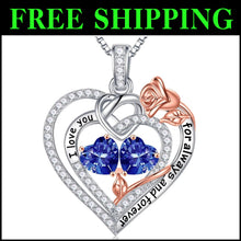Load image into Gallery viewer, Heart Pendant Birthstone Necklace in Sterling Silver - Perfect Mother's Day Gift