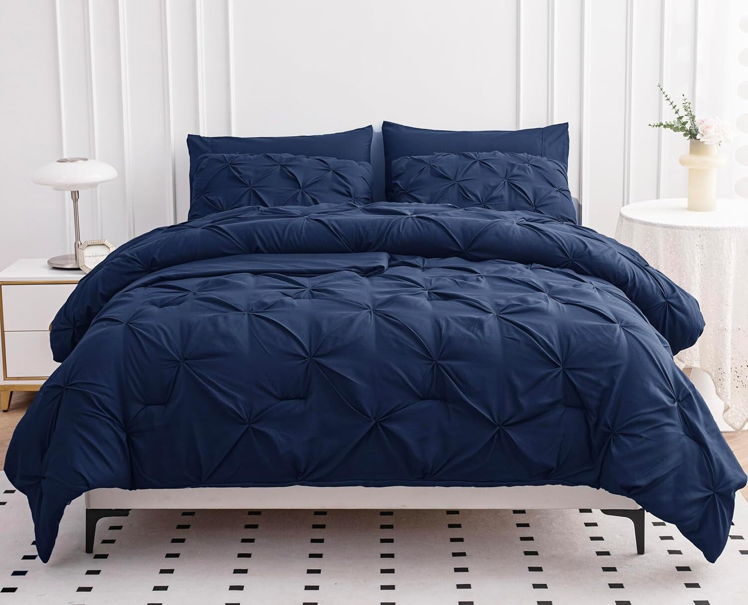 Cozy 7-Piece King Comforter Set - Soft Navy Bedding with Pillow Cases & Shams