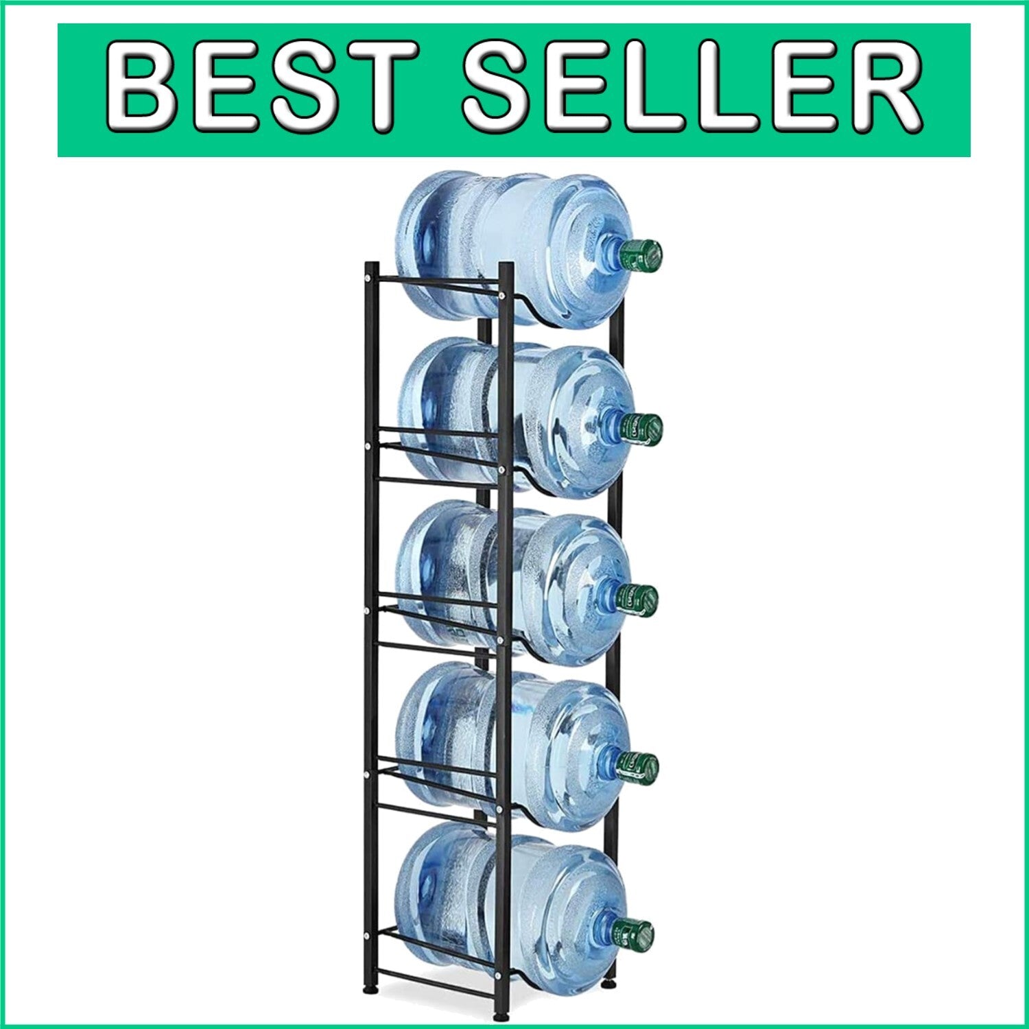 5-Tier Heavy Duty Stainless Steel Water Cooler Jug Rack for Organized Storage
