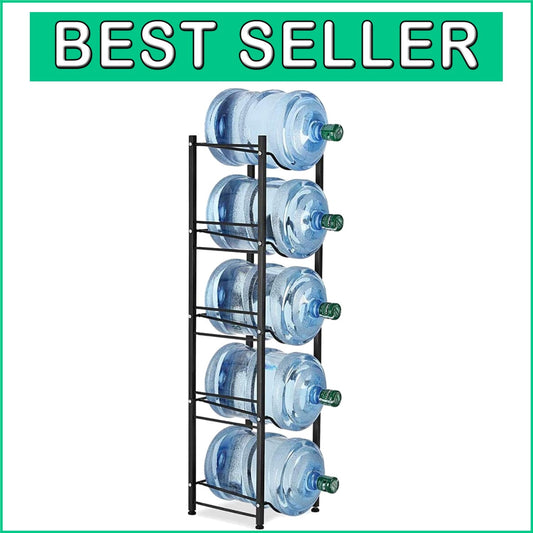 5-Tier Heavy Duty Stainless Steel Water Cooler Jug Rack for Organized Storage