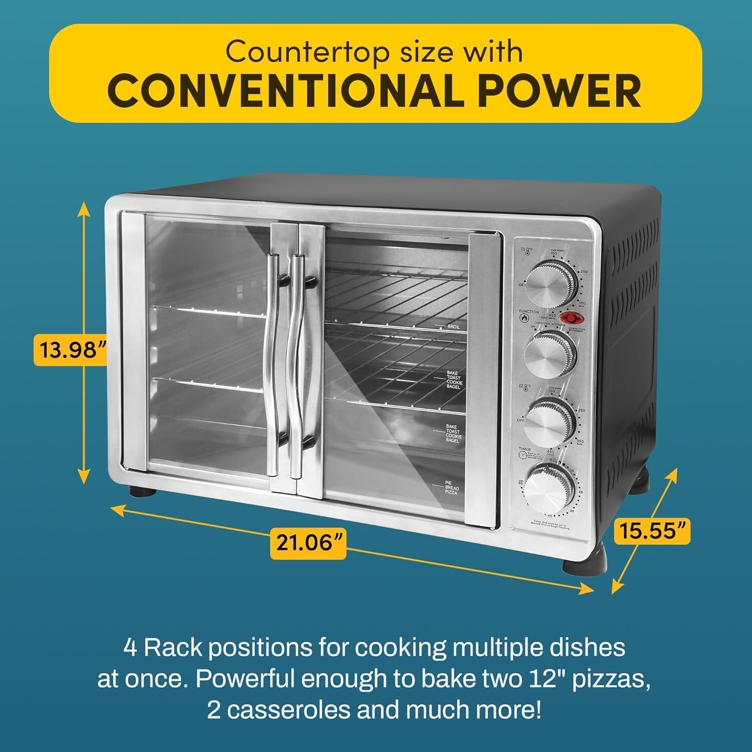 18-Slice French Door Convection Oven - Ultimate Rotisserie & Baking Appliance