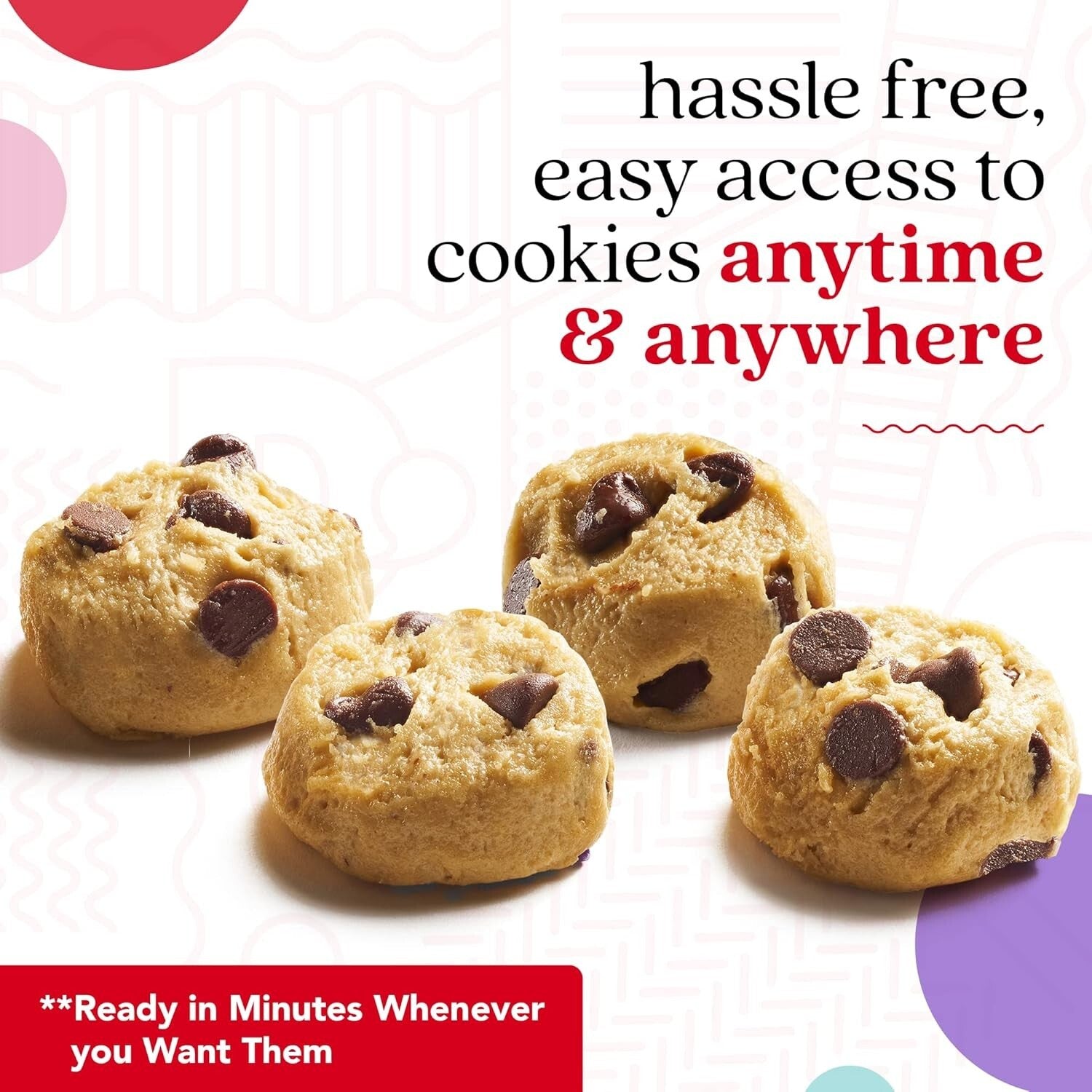 Time-Saving 64 Count Gluten-Free Chocolate Chip Cookie Dough Bites for Snacking