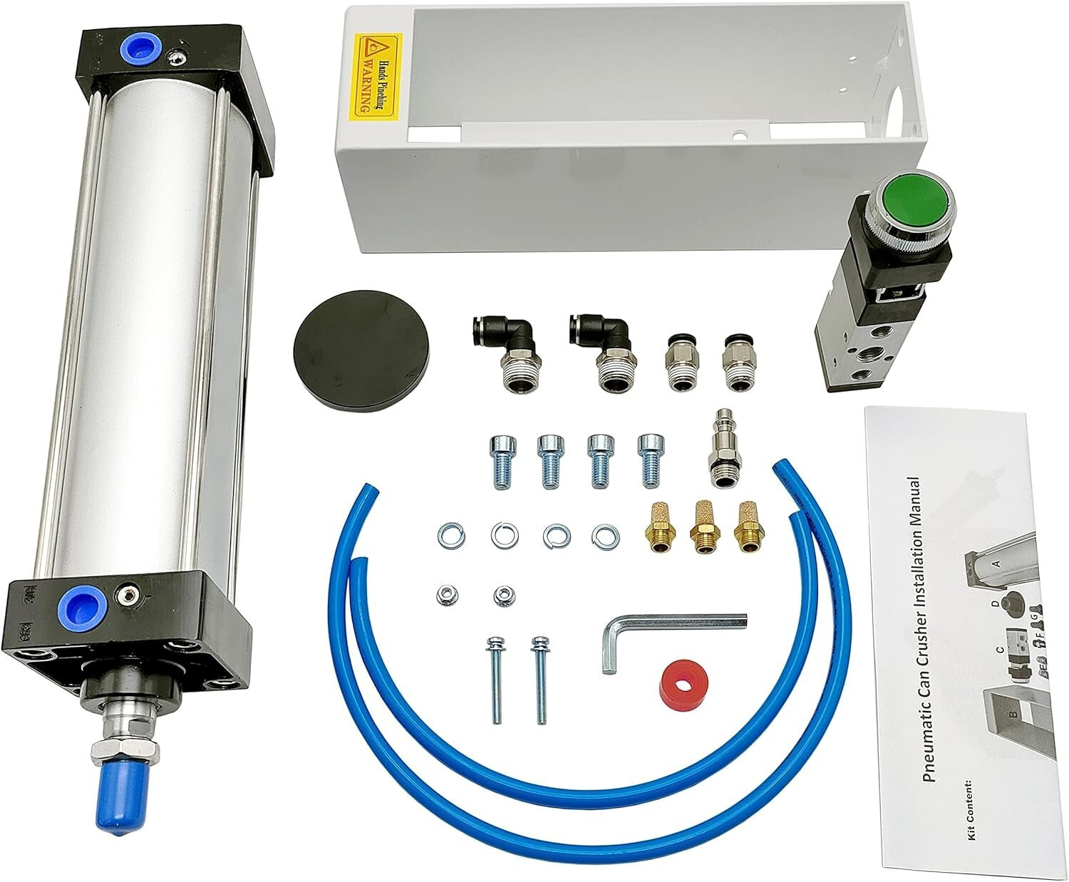 Heavy Duty Aluminum Can Crusher - Pneumatic Air Cylinder for 12 & 16 oz Cans