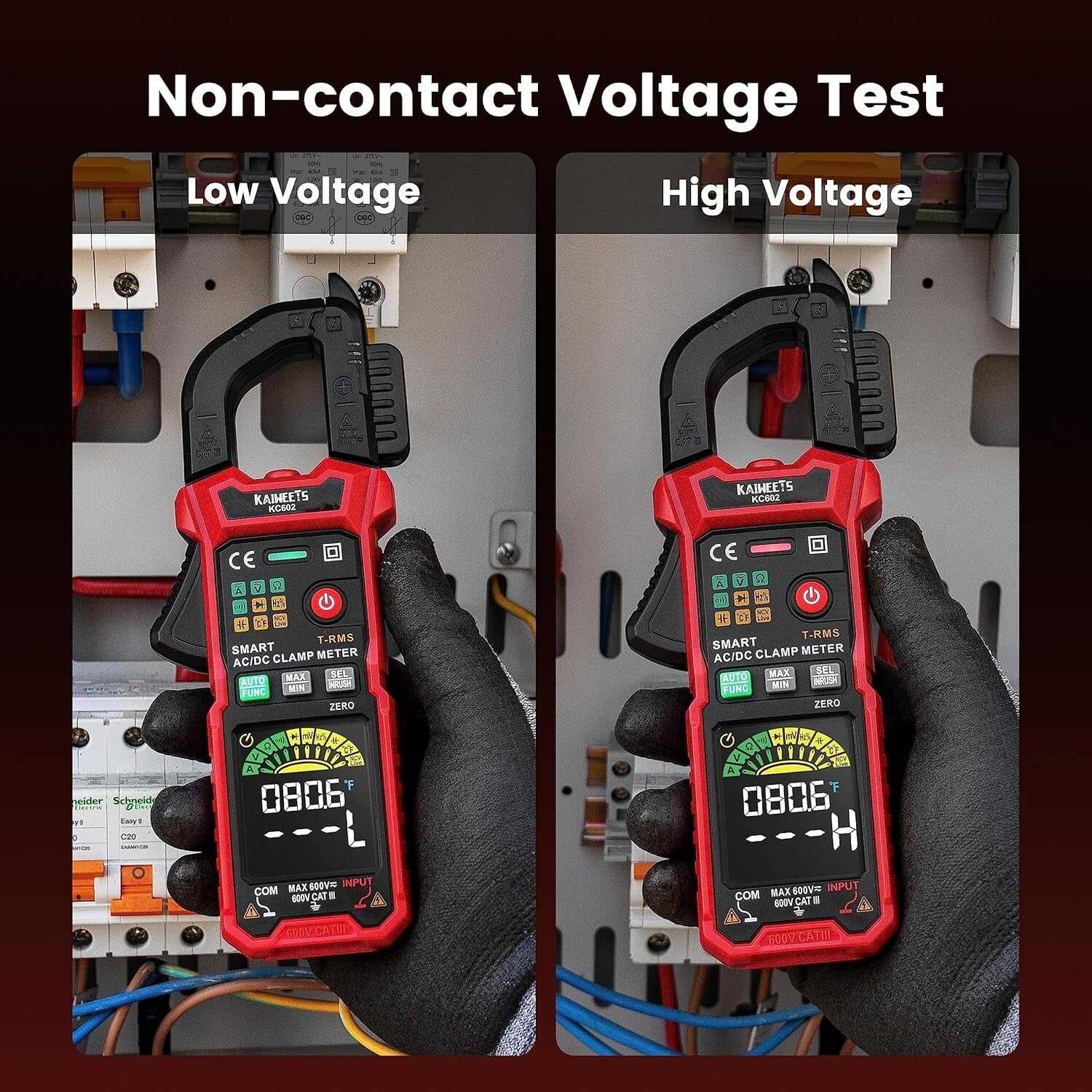 Battery-Powered Clamp Multimeter with Temperature Measurement & Safety Features