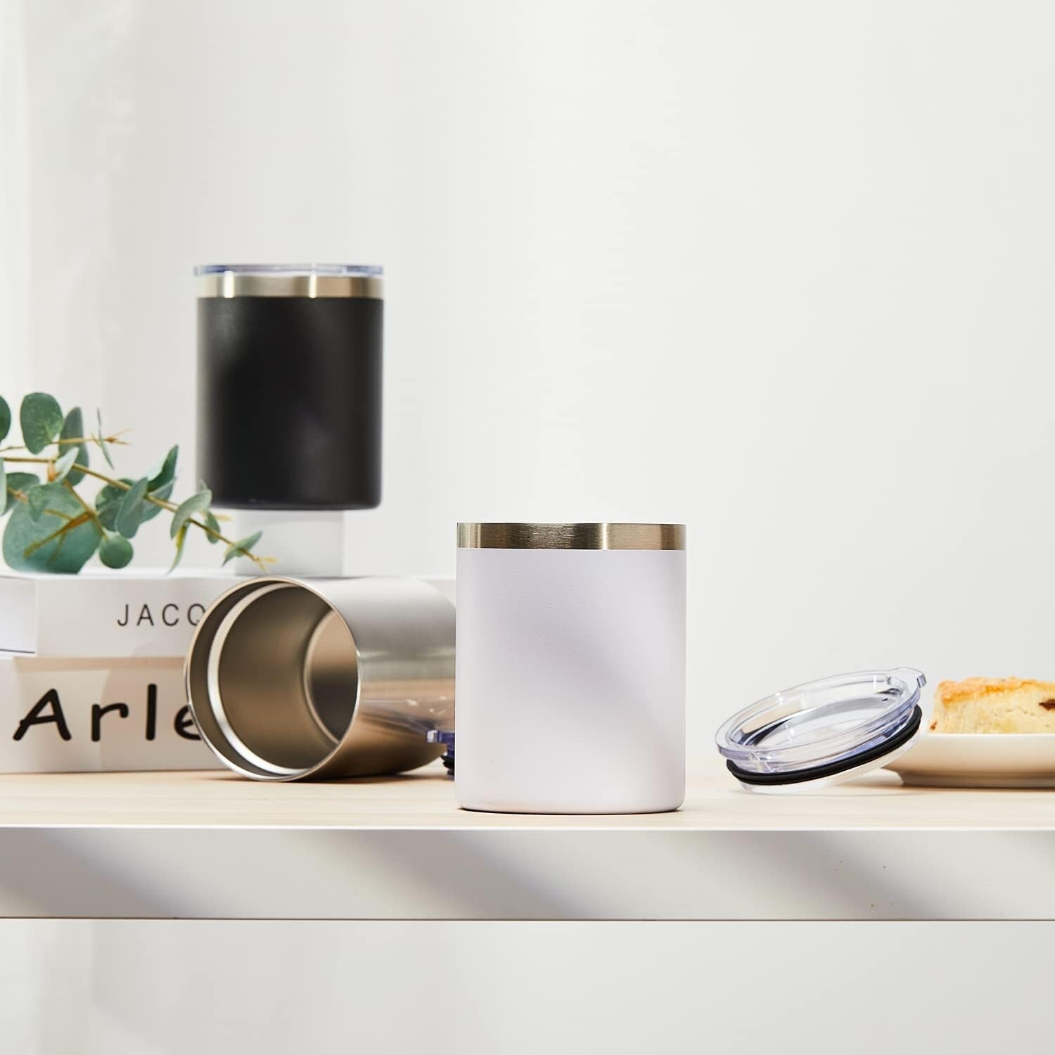 12oz Insulated Stainless Steel Coffee Mugs - 8 Pack, Double Wall & Stylish Black