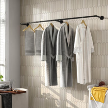 Load image into Gallery viewer, Portable 72''L Iron Clothes Rack with Hooks – Ideal for Laundry and Retail