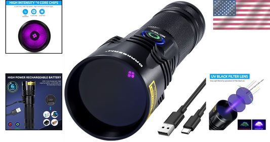 Filtered Black Light UV 365nm - Powerful 20W Handheld Detection with Accessories