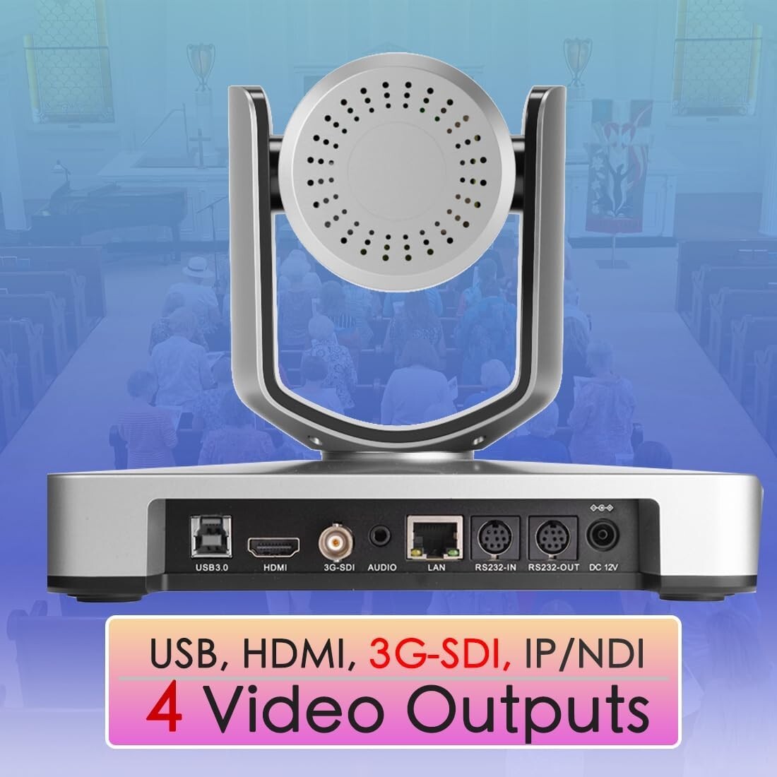 Compact 4K NDI Camera with AI Tracking & Multiple Output Options for Churches