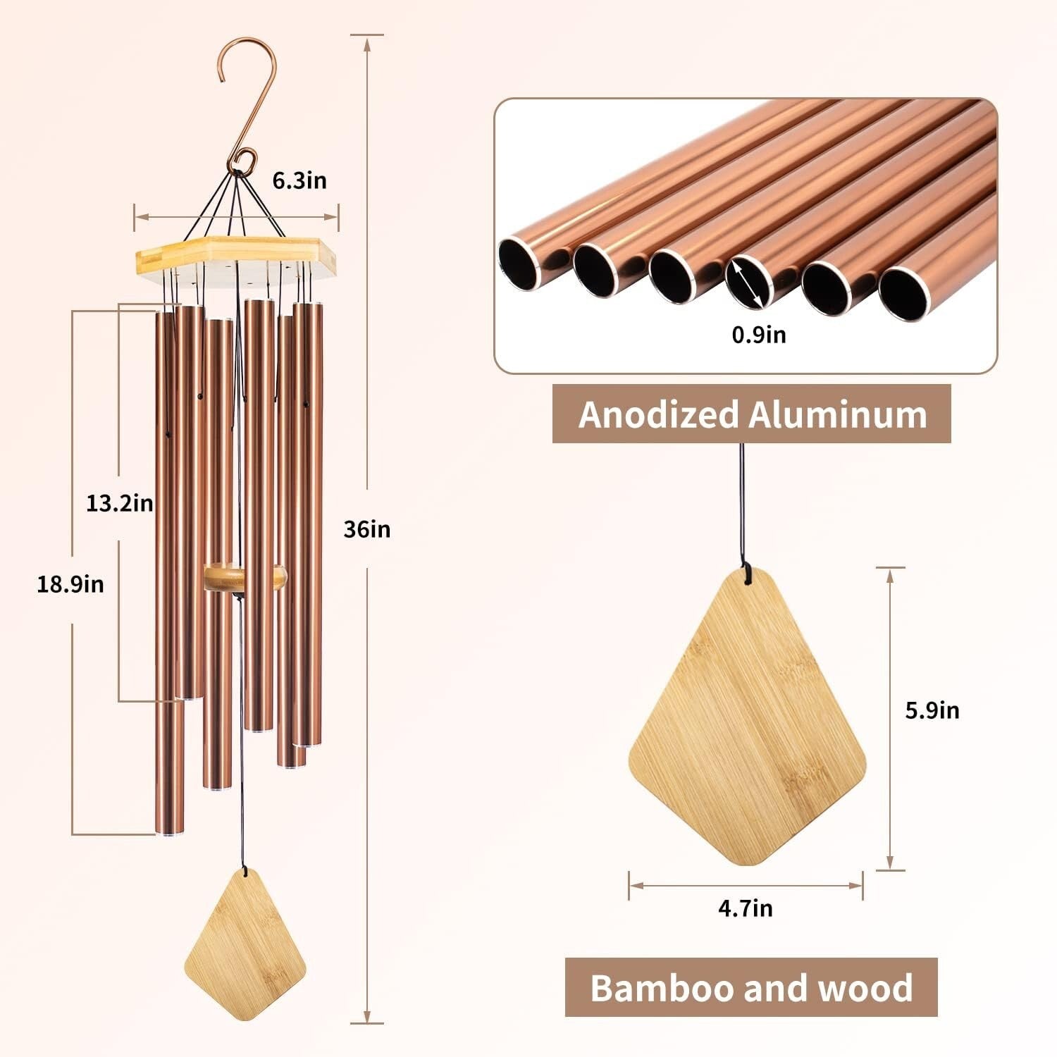 Beautiful 36-Inch Wind Chimes - Perfect Gift for Mother's Day and Housewarming
