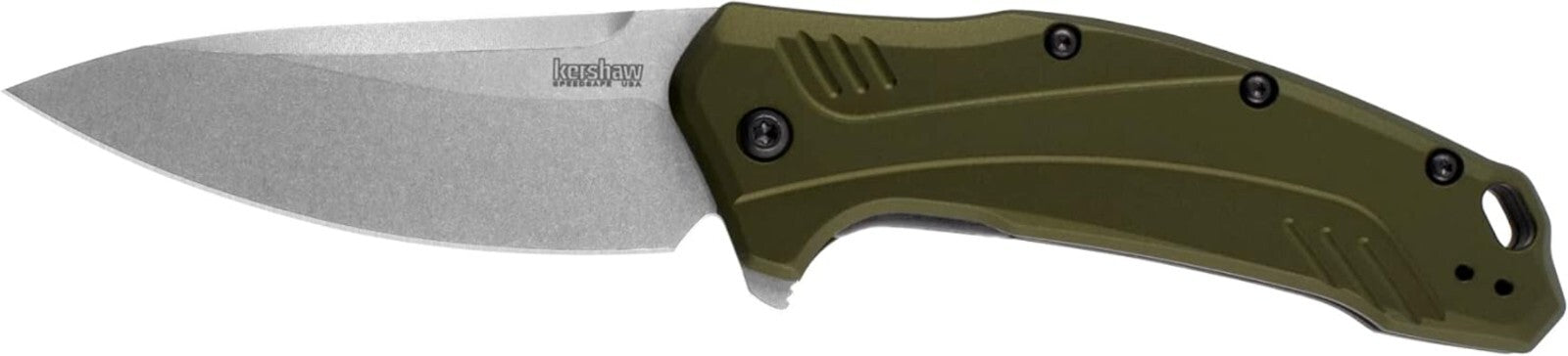 CPM 20CV Drop Point Pocketknife - Olive Aluminum Handle for Ambidextrous Carry