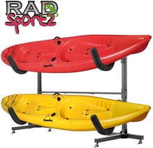 Load image into Gallery viewer, Heavy-Duty Freestanding Kayak Storage Rack with Padded Arms - Holds 2 Kayaks