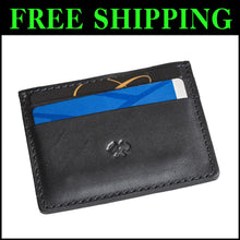Load image into Gallery viewer, Slim Leather Wallet - Minimalist Front Pocket Wallet for Men, Midnight Black