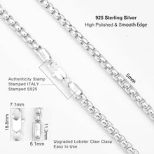 Load image into Gallery viewer, 5mm 925 Sterling Silver Box Chain Necklace with Lobster Clasp - Unisex 16-30in